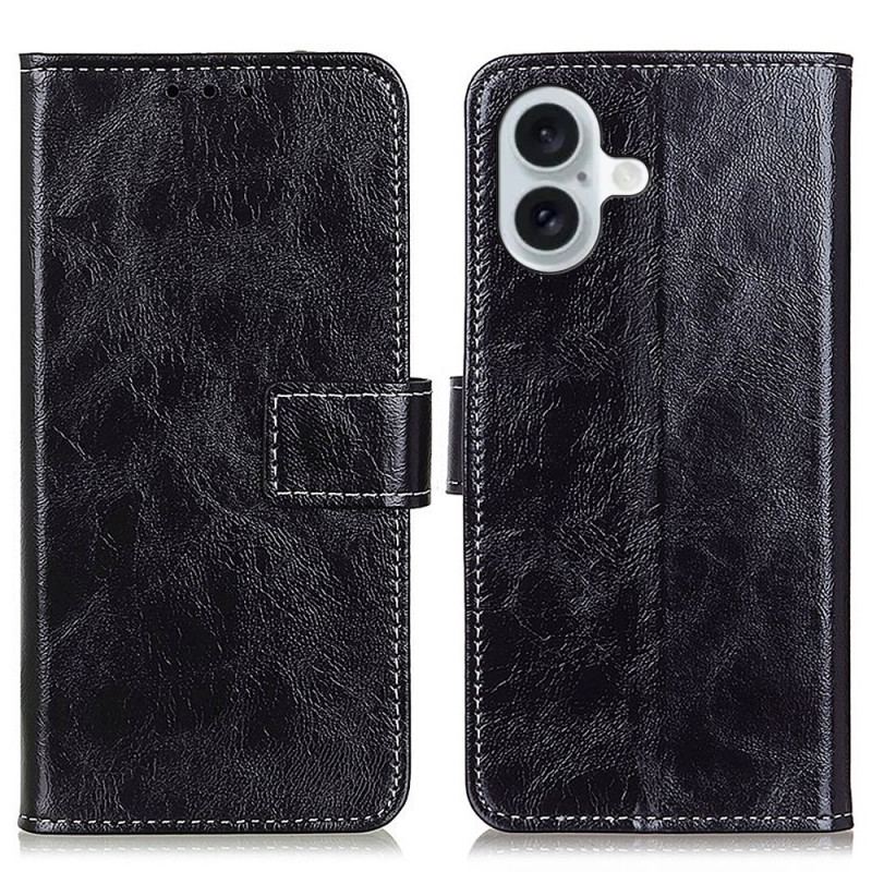 Etui Folio iPhone 16 Błyszcząca Sztuczna Skóra