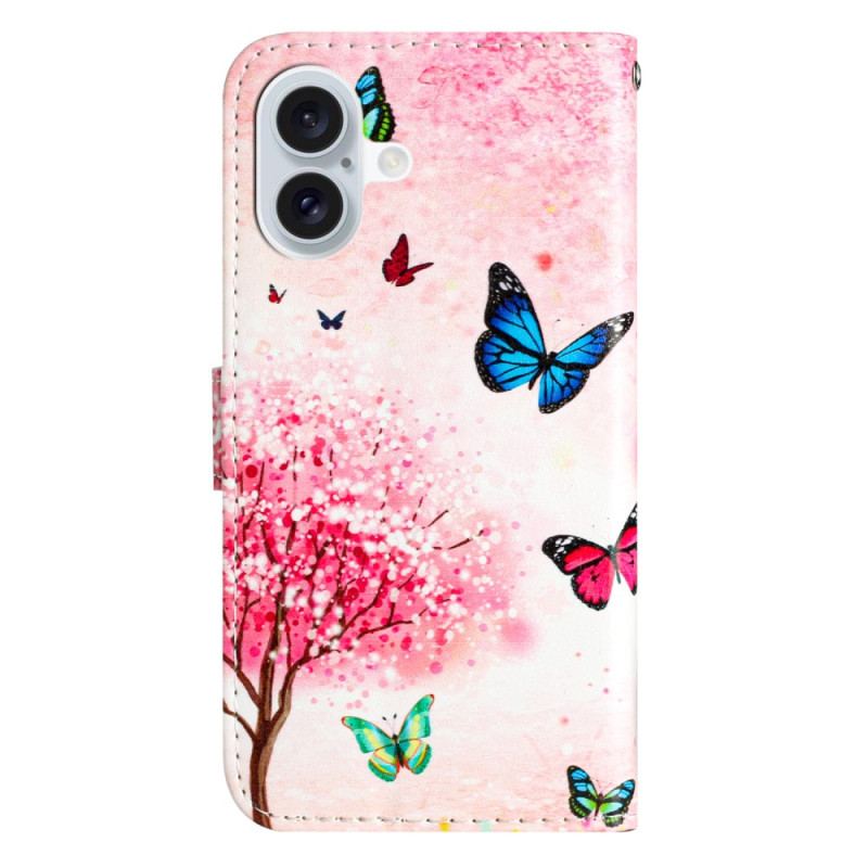 Etui Folio iPhone 16 Drzewo Kwitnącej Wiśni Z Paskiem