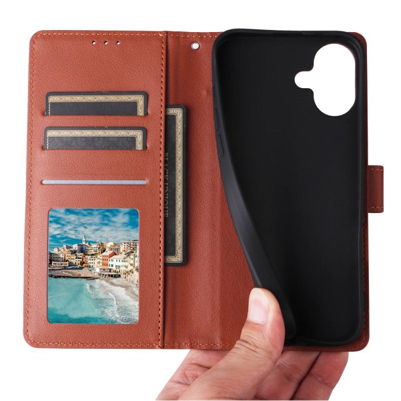 Etui Folio iPhone 16 Efekt Zwykłej Skóry Etui Ochronne