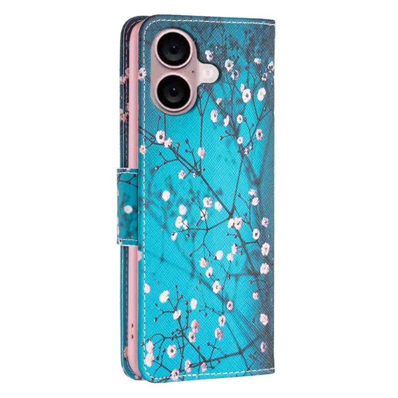 Etui Folio iPhone 16 Kwiaty Śliwy