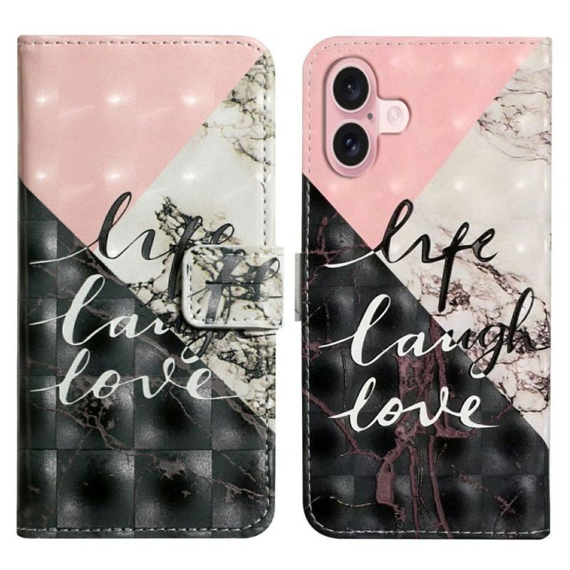 Etui Folio iPhone 16 Życie Śmiech Miłość