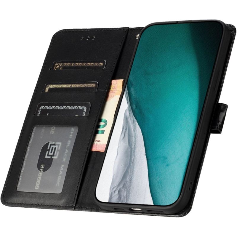 Etui Folio iPhone 16 Tekstura Krokodyla Z Paskiem