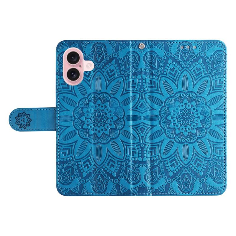 Etui Folio iPhone 16 Wzór Słonecznika Z Paskiem