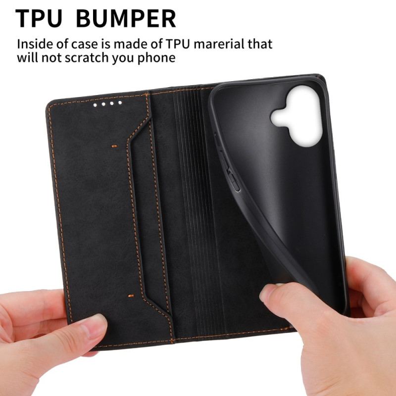 Flip Kotelot iPhone 16 Technologia Blokowania Rfid Z Efektem Skóry W Stylu Vintage