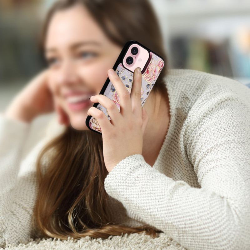 Futerały iPhone 16 Etui Na Telefon Kwiatowe Etui Na Karty Rfid
