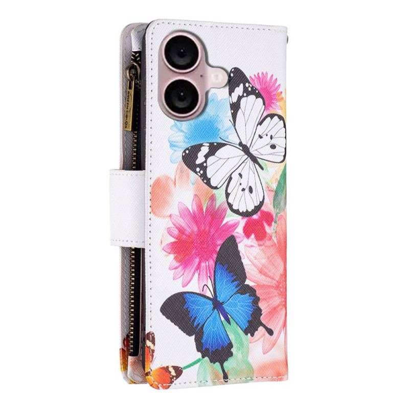 Obudowa iPhone 16 Etui Na Telefon Portfel Z Dwoma Motylami