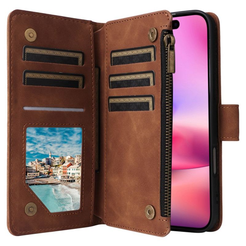 Pokrowce iPhone 16 Portfel Z Efektem Zamszu Z Paskiem I Paskiem Na Ramię