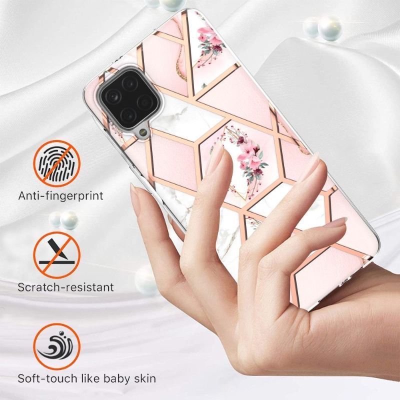 Etui do Samsung Galaxy A12 Marmurowa I Kwiatowa Korona