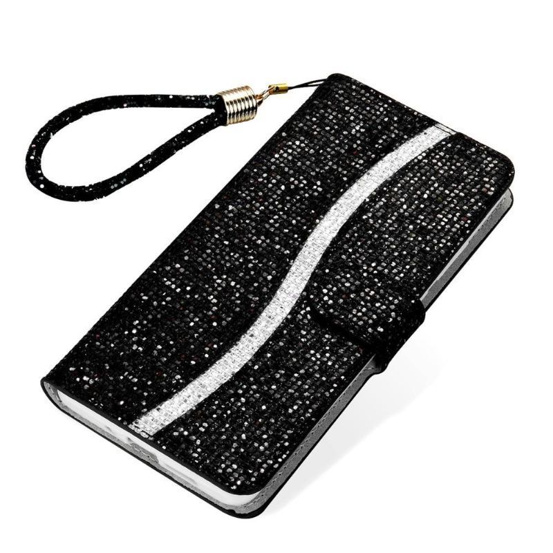 Etui Folio do Samsung Galaxy A12 Brokatowe Etui Na Karty