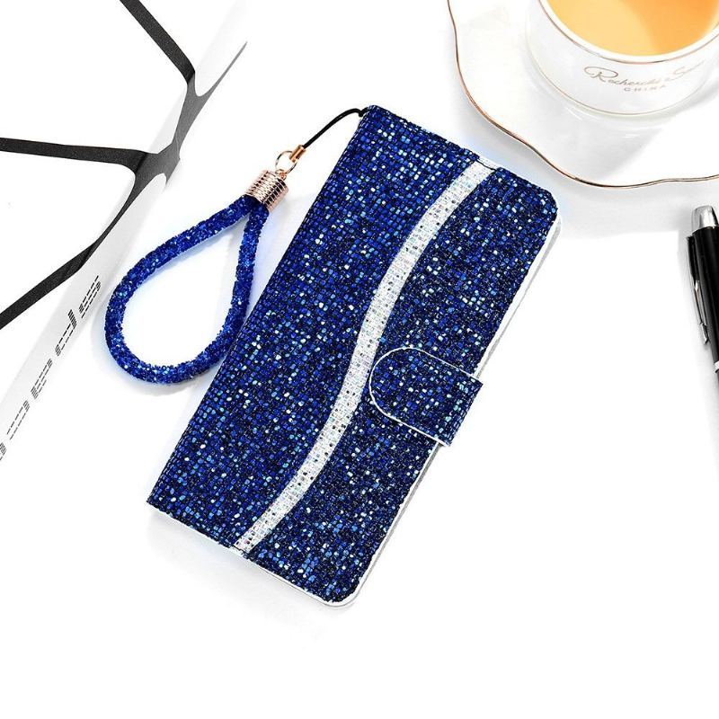 Etui Folio do Samsung Galaxy A12 Brokatowe Etui Na Karty