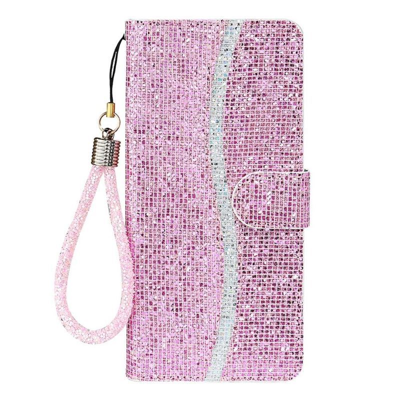 Etui Folio do Samsung Galaxy A12 Brokatowe Etui Na Karty