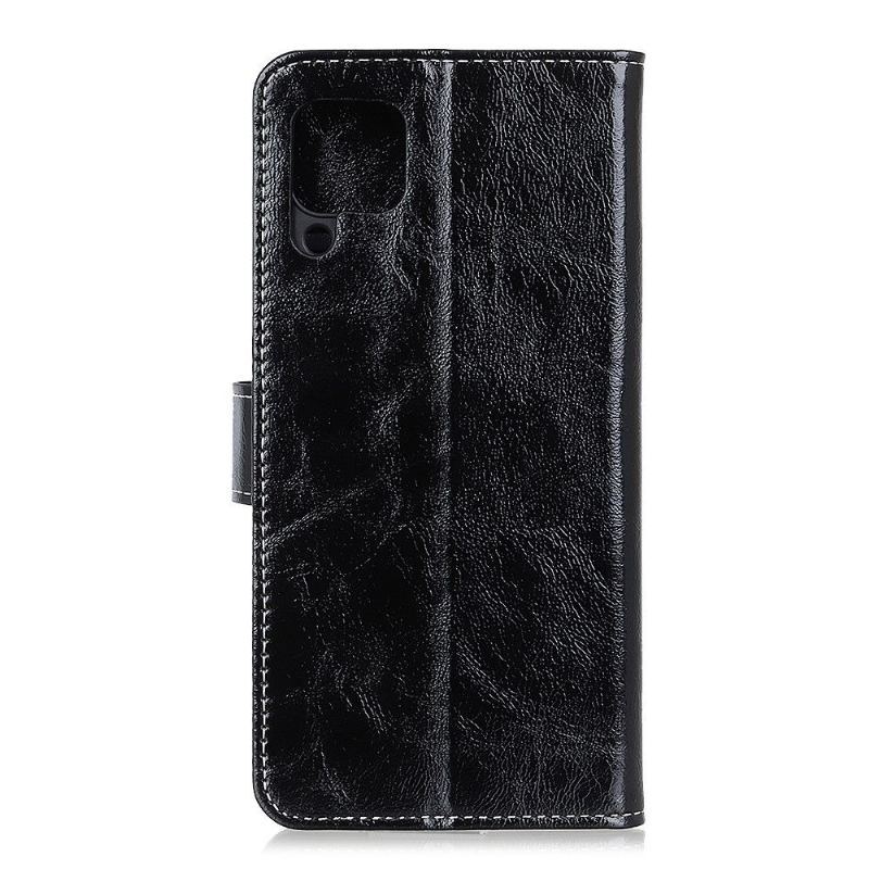 Etui Folio do Samsung Galaxy A12 Classic Luksusowe Szwy Z Efektem Skóry