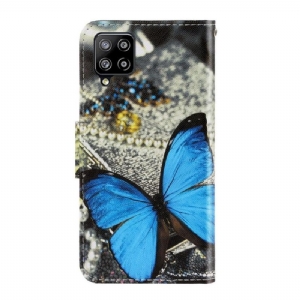 Etui Folio do Samsung Galaxy A12 Niebieski Motyl