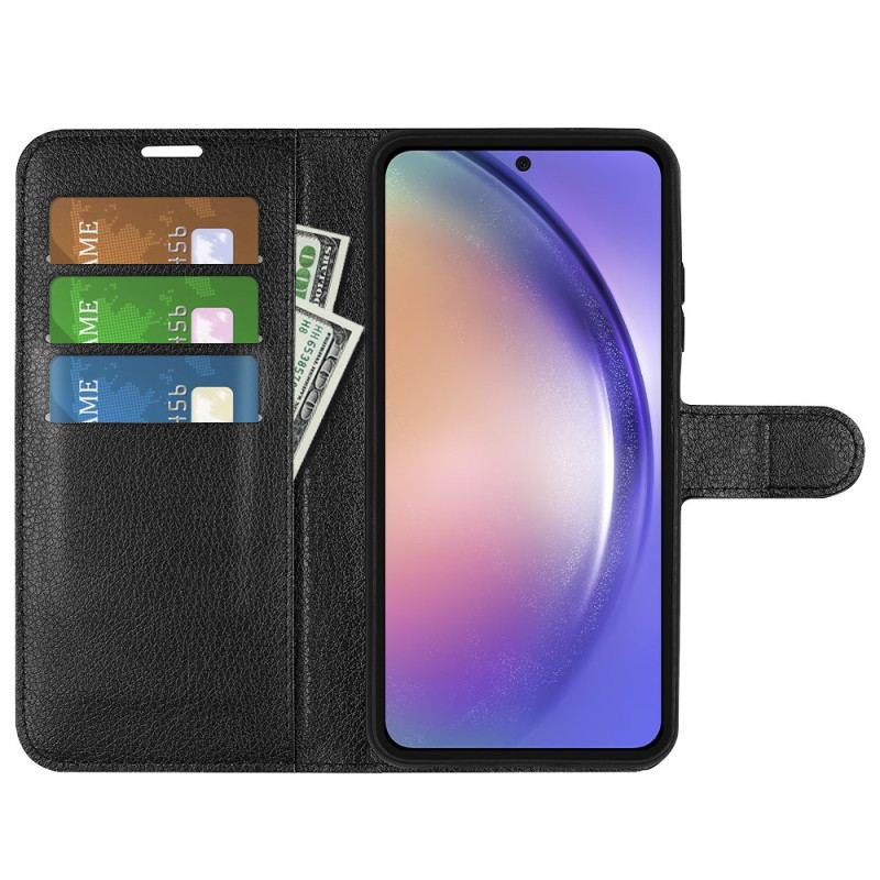 Etui Folio Do Samsung Galaxy A55 5g Klasyczna Sztuczna Skóra Litchi