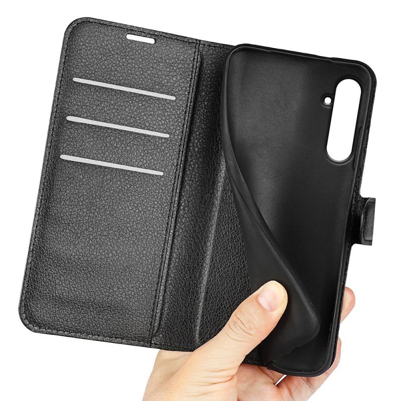 Etui Folio Do Samsung Galaxy A55 5g Klasyczna Sztuczna Skóra Litchi