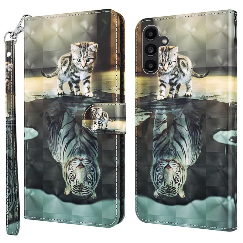 Etui Folio Do Samsung Galaxy A55 5g Kot I Tygrys Z Paskiem