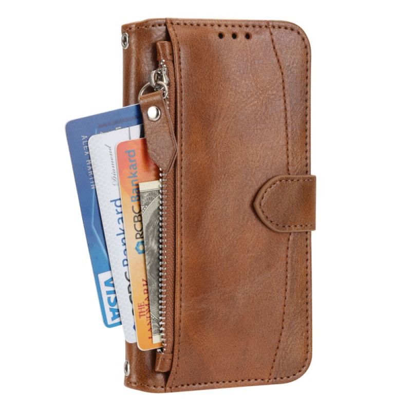 Etui Folio Do Samsung Galaxy A55 5g Portmonetka Na Monety Z Paskiem I Paskiem Na Ramię