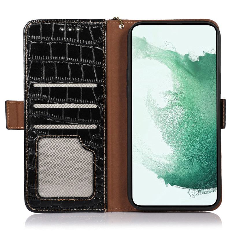 Etui Folio Do Samsung Galaxy A55 5g Styl Krokodyla Z Blokowaniem Rfid