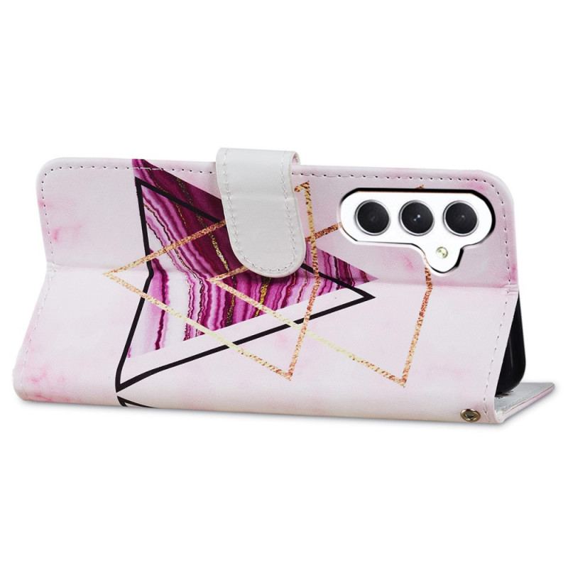 Etui Folio Do Samsung Galaxy A55 5g Trójkolorowy Marmur Z Paskiem