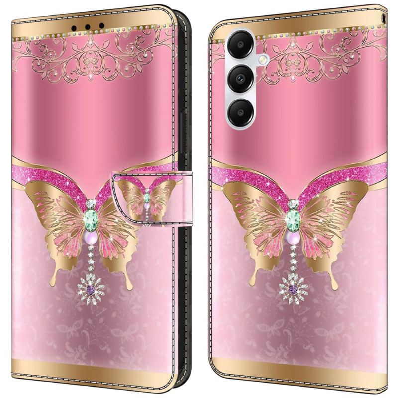 Etui Folio Samsung Galaxy A55 5g Motyl W Kolorze Różowego Złota