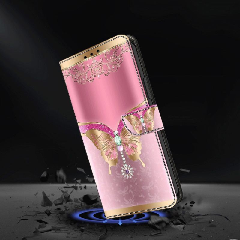 Etui Folio Samsung Galaxy A55 5g Motyl W Kolorze Różowego Złota