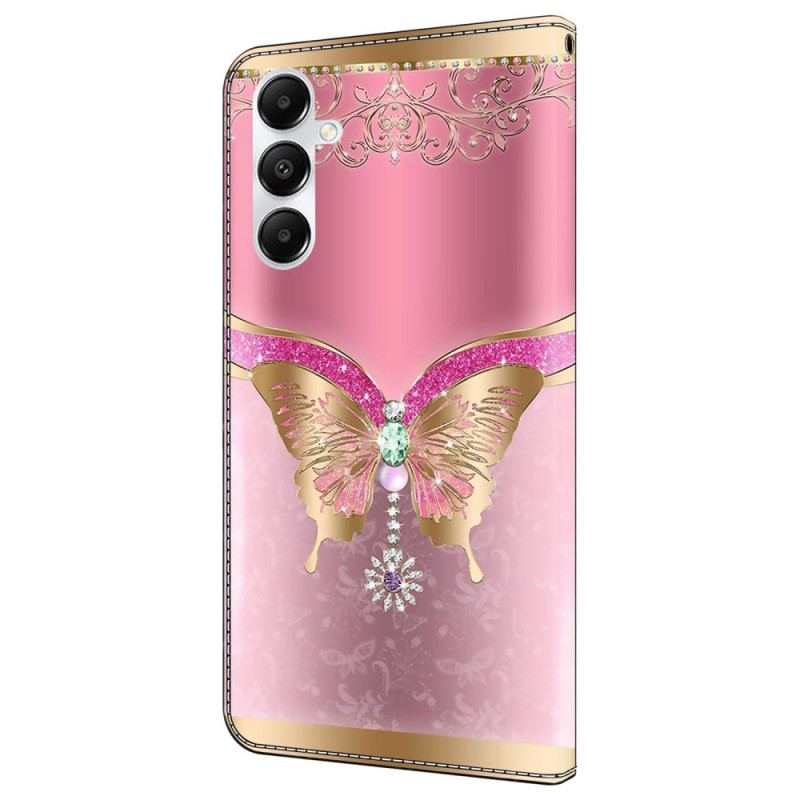 Etui Folio Samsung Galaxy A55 5g Motyl W Kolorze Różowego Złota