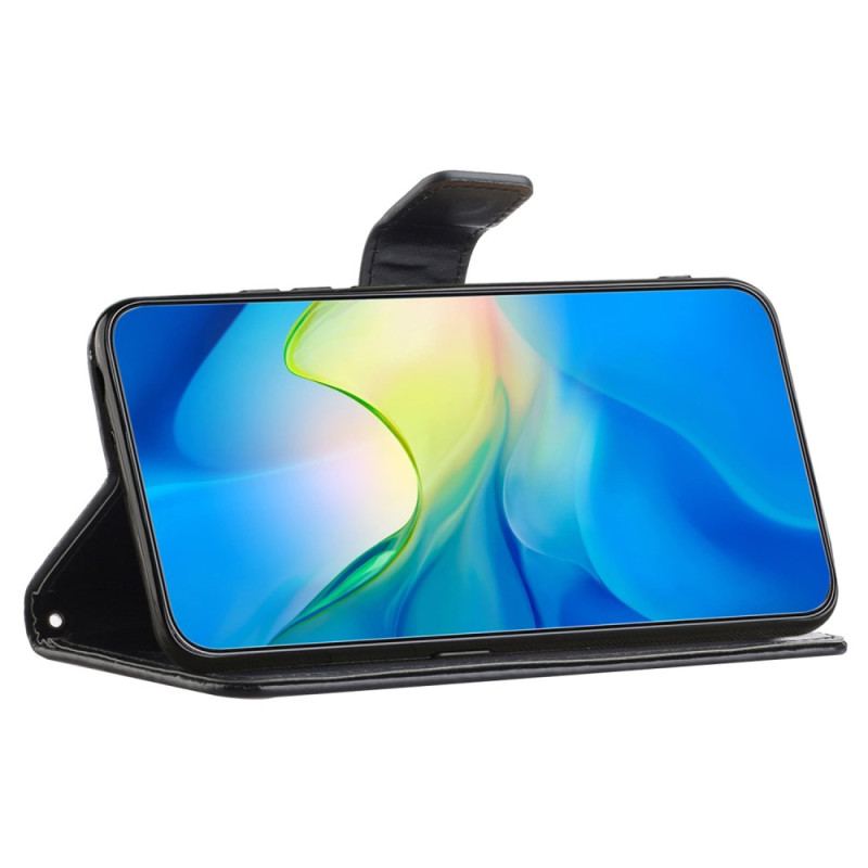 Etui Folio Samsung Galaxy A55 5g Motyw Motyli I Kwiatów Ze Smyczą Etui Ochronne