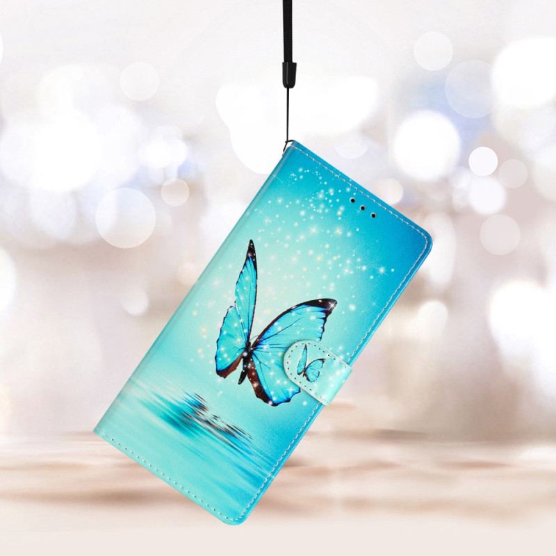Etui Folio Samsung Galaxy A55 5g Niebieski Motyl Z Paskiem Etui Ochronne