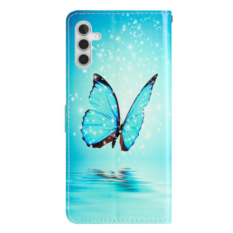 Etui Folio Samsung Galaxy A55 5g Niebieski Motyl Z Paskiem Etui Ochronne
