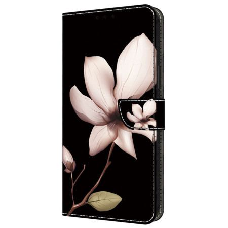 Etui Folio Samsung Galaxy A55 5g Różowe Kwiaty Na CZarnym Tle