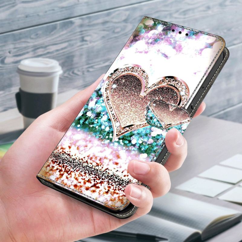 Etui Folio Samsung Galaxy A55 5g Różowe Serce Z Diamentem