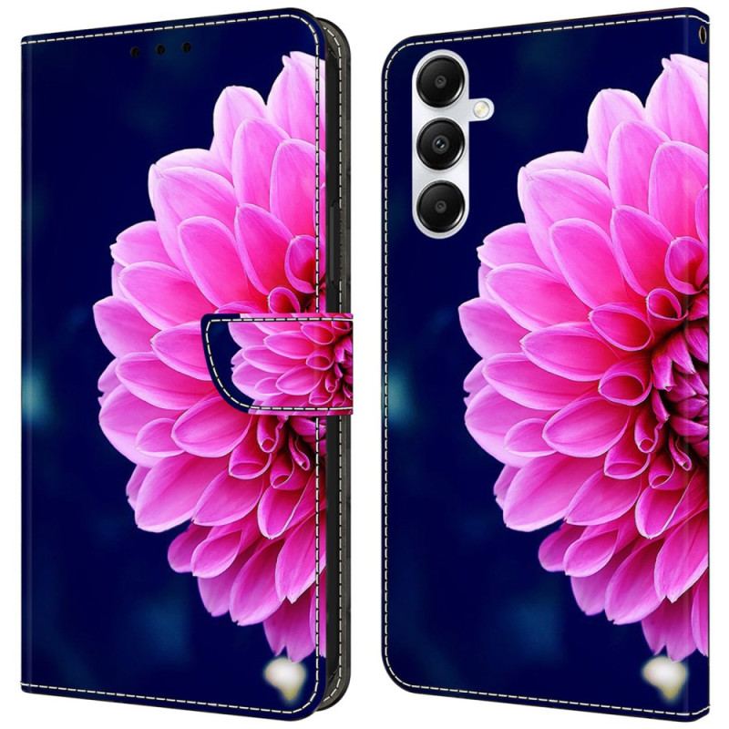 Etui Folio Samsung Galaxy A55 5g Różowy Kwiat Na Niebieskim Tle Etui Ochronne