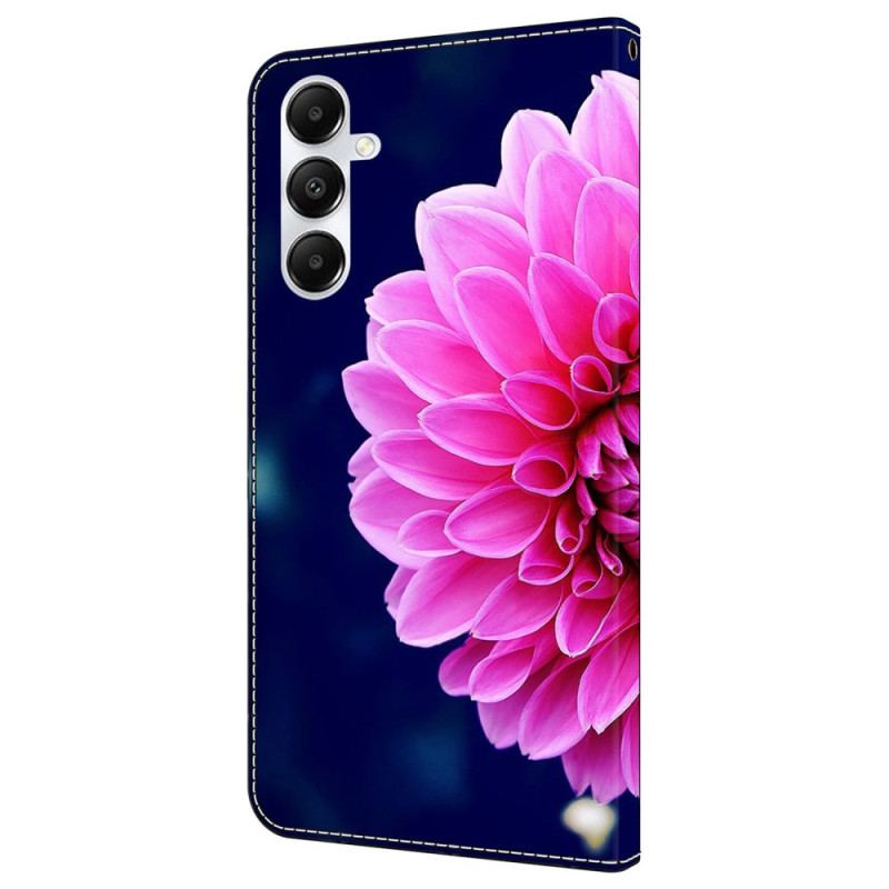 Etui Folio Samsung Galaxy A55 5g Różowy Kwiat Na Niebieskim Tle Etui Ochronne
