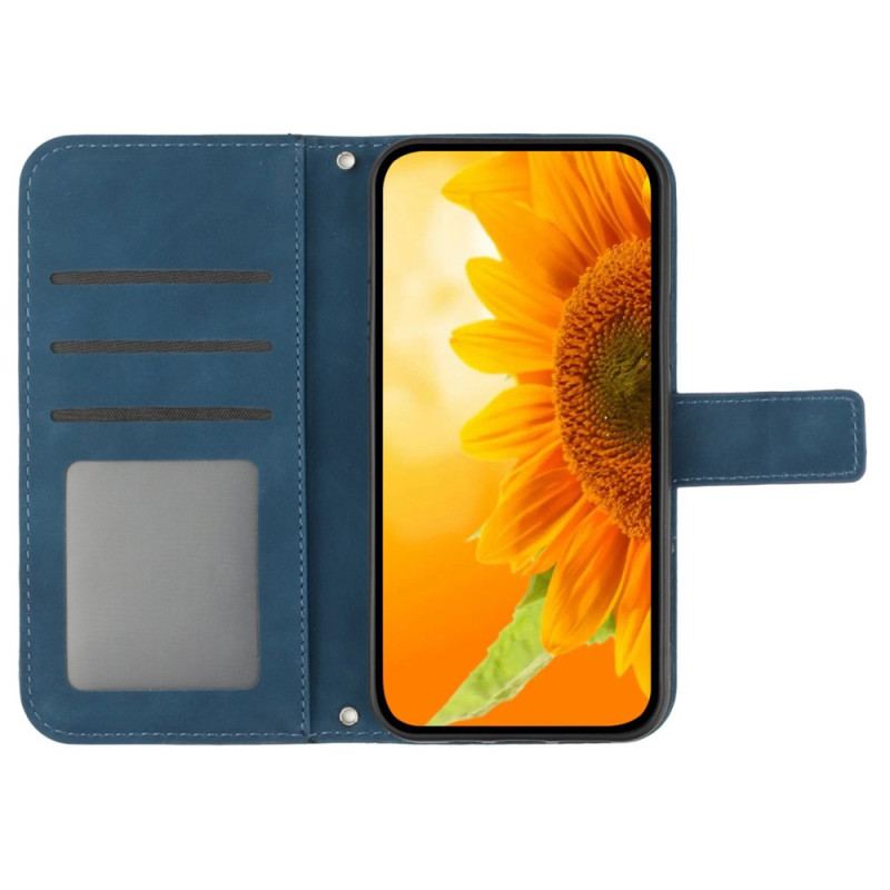 Etui Folio Samsung Galaxy A55 5g Słonecznik Z Paskiem Na Ramię