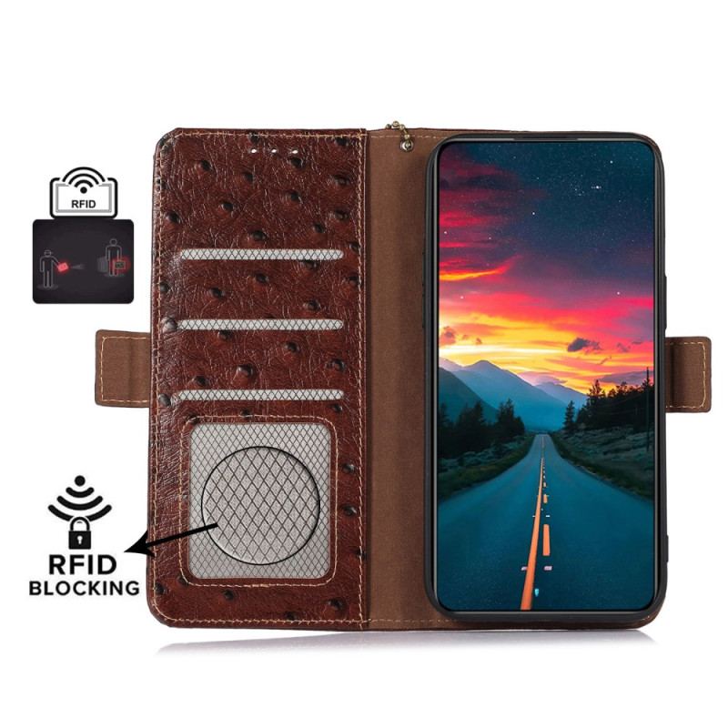Etui Folio Samsung Galaxy A55 5g Tekstura Strusia I Funkcja Blokowania Rfid