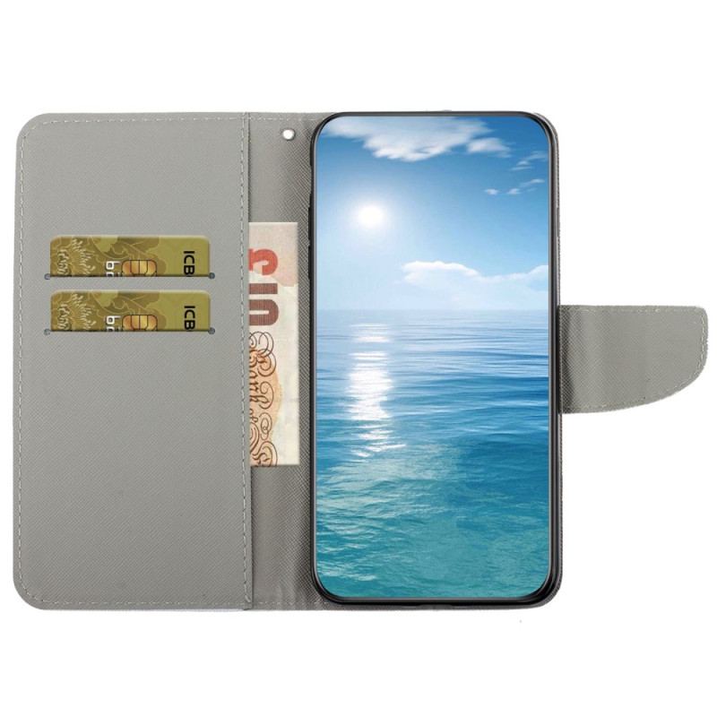Etui Folio Samsung Galaxy A55 5g Wzór Retro Z Paskiem