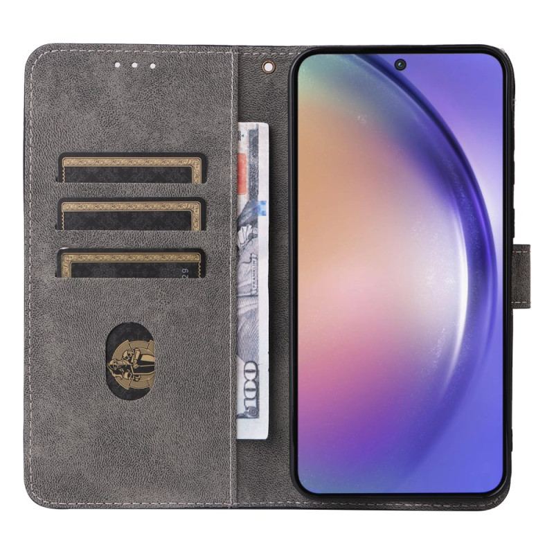 Etui Folio Samsung Galaxy A55 5g Zamszowy Pasek Blokujący Rfid Etui Ochronne