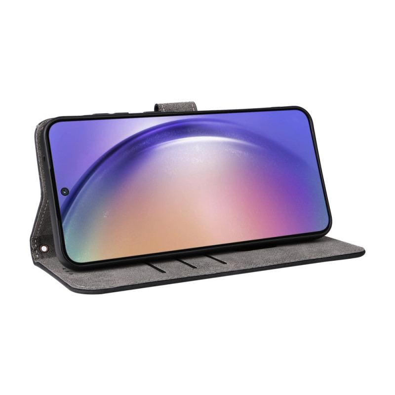 Etui Folio Samsung Galaxy A55 5g Zamszowy Pasek Blokujący Rfid Etui Ochronne