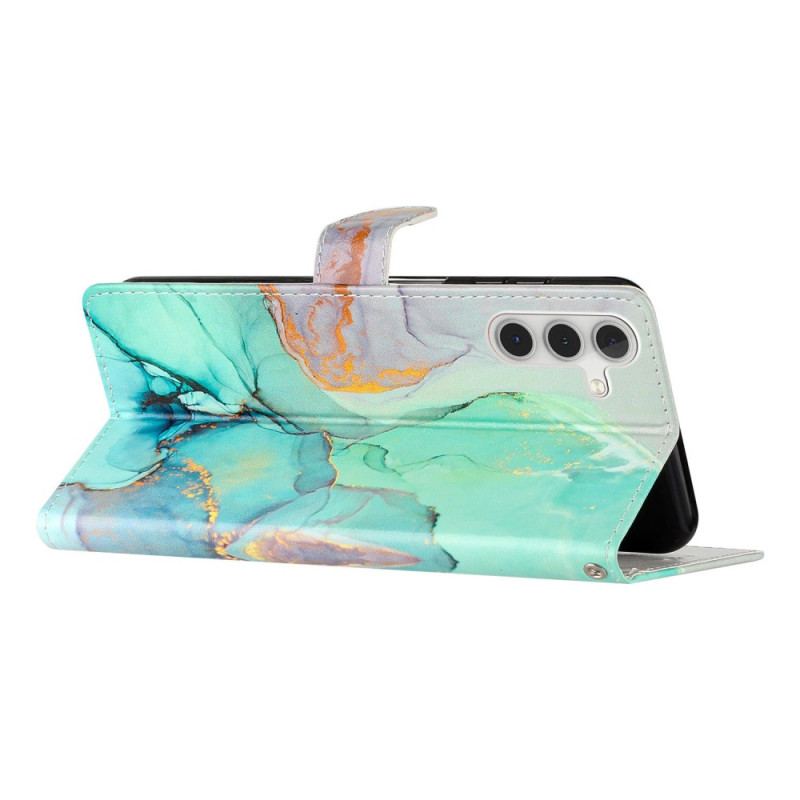Etui Folio Samsung Galaxy A55 5g Zielony Marmur Z Paskiem