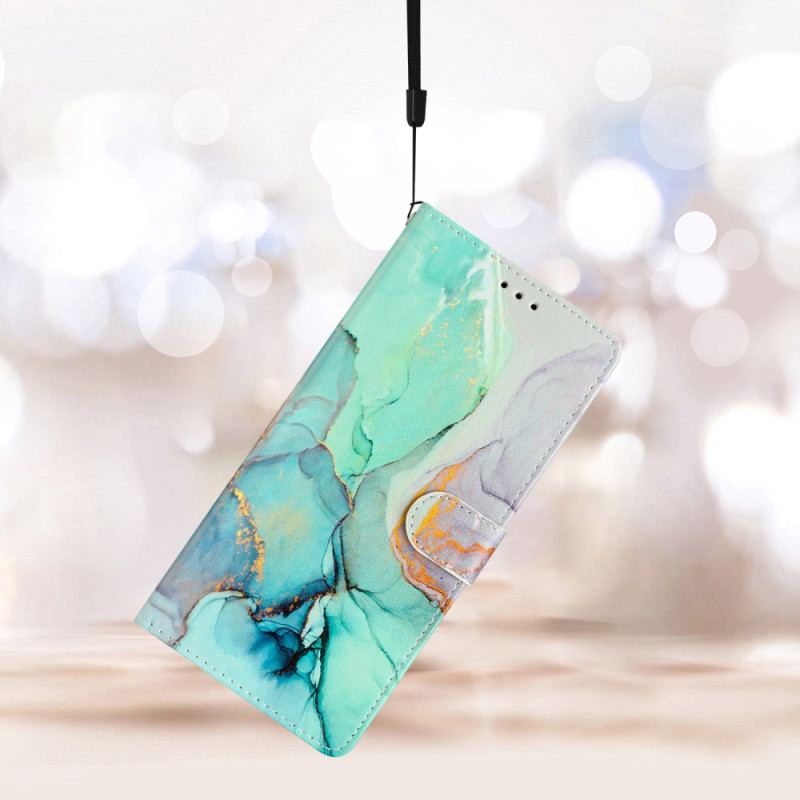 Etui Folio Samsung Galaxy A55 5g Zielony Marmur Z Paskiem