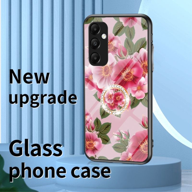 Etui Samsung Galaxy A55 5g Szkło Hartowane Z Uchwytem W Kwiatowy Wzór