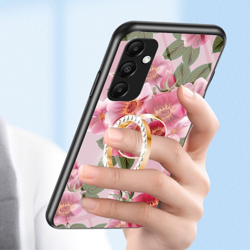 Etui Samsung Galaxy A55 5g Szkło Hartowane Z Uchwytem W Kwiatowy Wzór