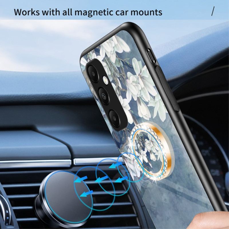Etui Samsung Galaxy A55 5g Szkło Hartowane Z Uchwytem W Kwiatowy Wzór