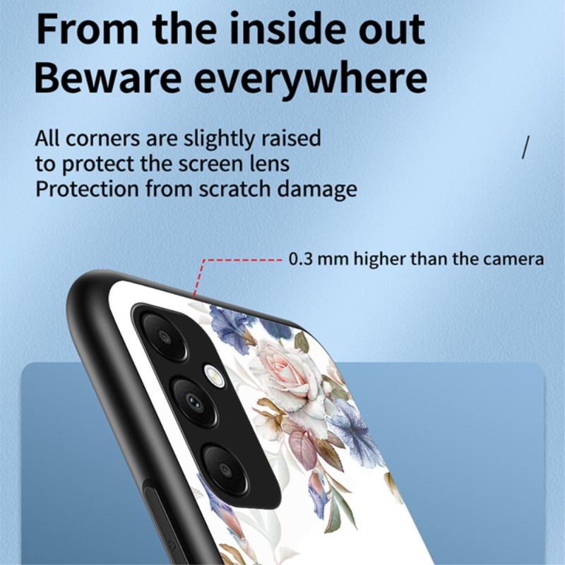 Etui Samsung Galaxy A55 5g Szkło Hartowane Z Uchwytem W Kwiatowy Wzór