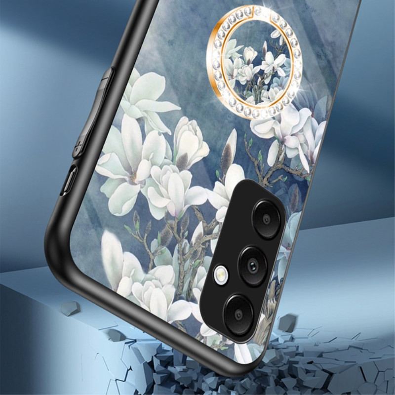 Etui Samsung Galaxy A55 5g Szkło Hartowane Z Uchwytem W Kwiatowy Wzór