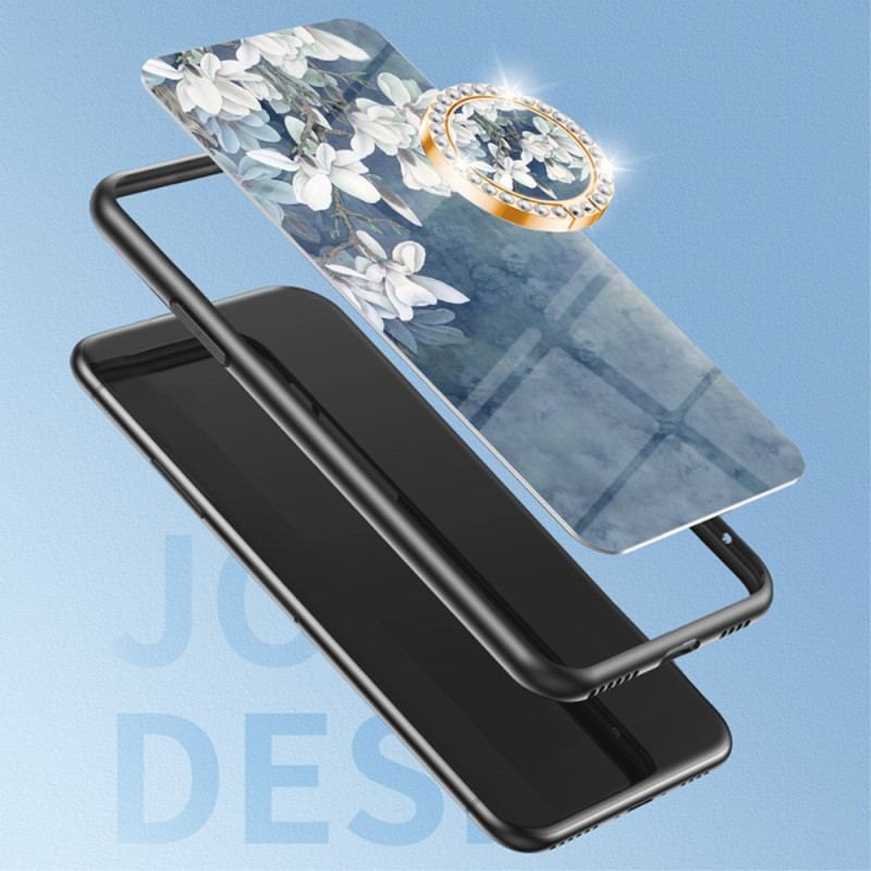 Etui Samsung Galaxy A55 5g Szkło Hartowane Z Uchwytem W Kwiatowy Wzór