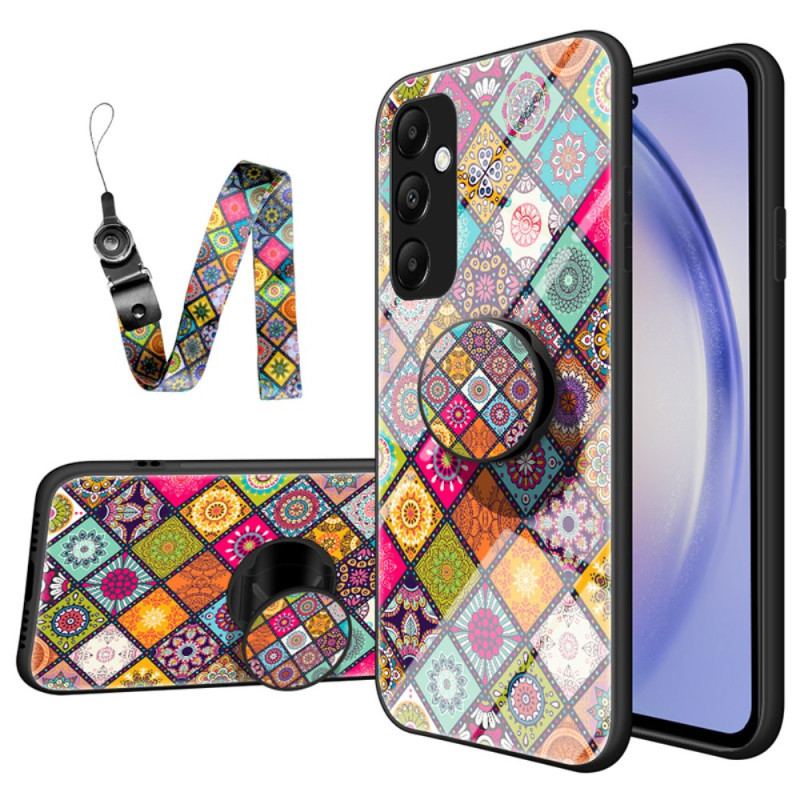 Etui Samsung Galaxy A55 5g Ze Wsparciem I Patchworkowym Paskiem