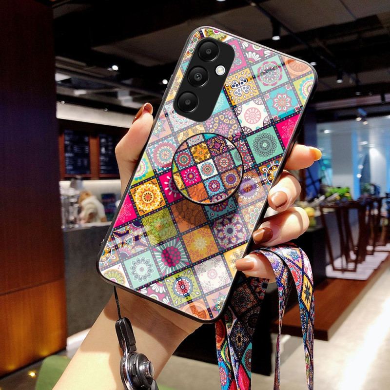 Etui Samsung Galaxy A55 5g Ze Wsparciem I Patchworkowym Paskiem