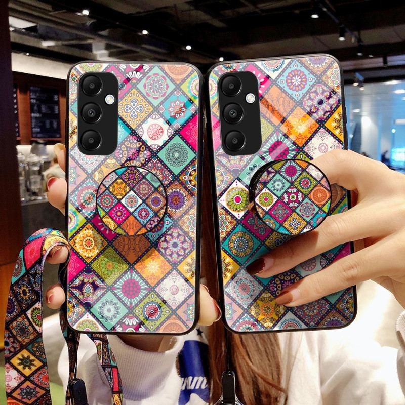 Etui Samsung Galaxy A55 5g Ze Wsparciem I Patchworkowym Paskiem