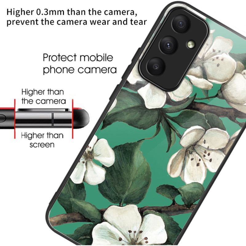 Futerały Samsung Galaxy A55 5g Etui Na Telefon Białe Kwiaty Ze Szkła Hartowanego